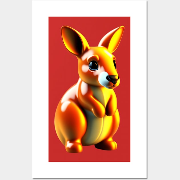 Cute Cartoon Kangaroo 3D Render Wall Art by Rahul Store 24